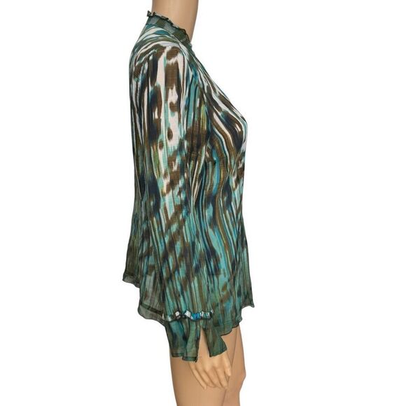 Nic + Zoe silk blend ruffle trim blouse size M - Picture 2 of 7